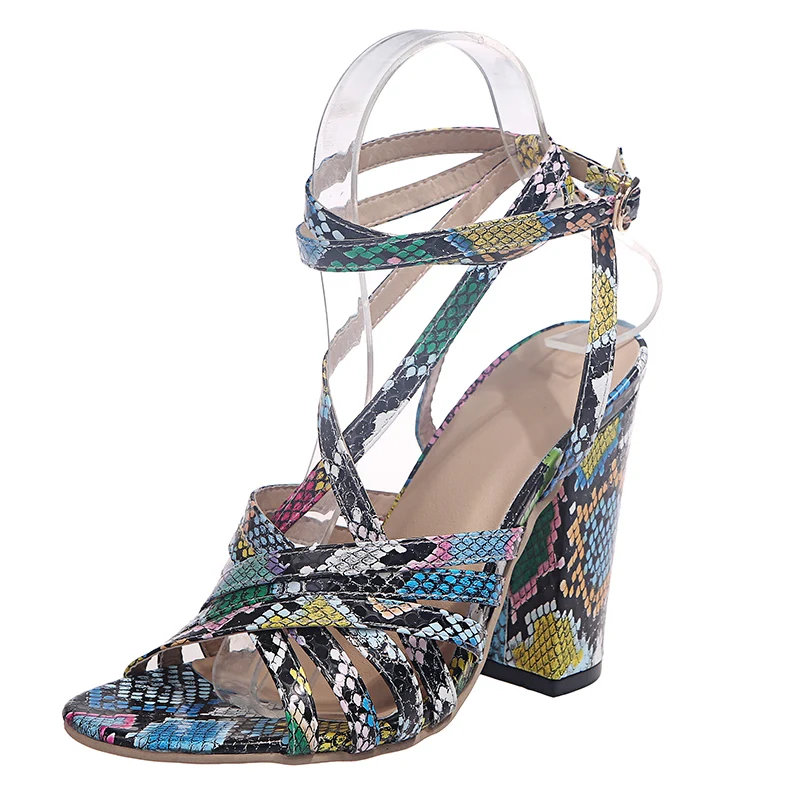 

Fujin Summer Women Sandals 2020 Fashion High Heels Women Shoes Peed Toe Square Heels Breathable Thick Bottom Causal Sandals