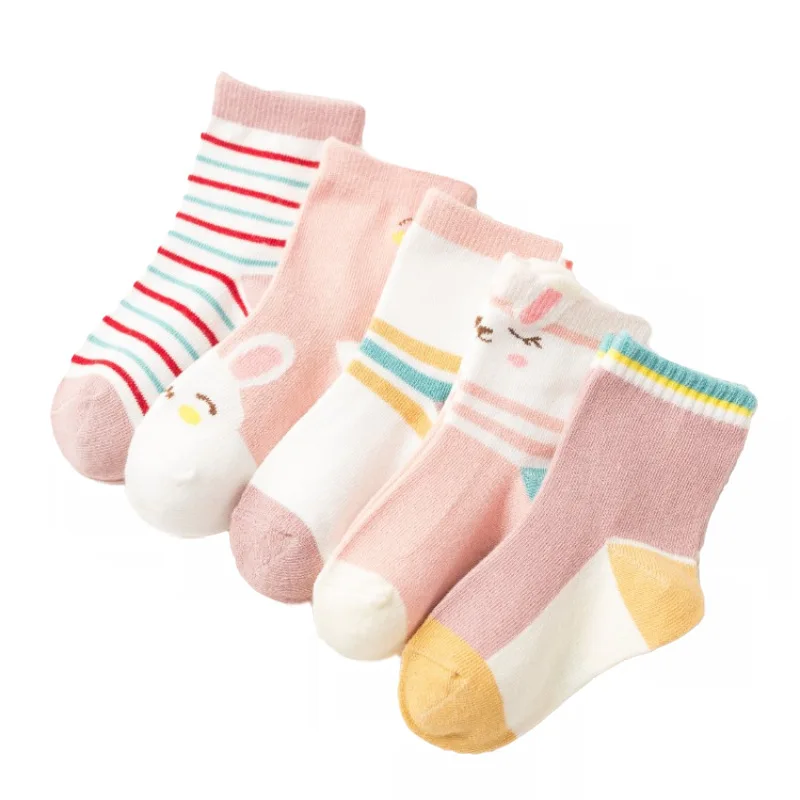autumn-bear for girl 5 пар в партии, новинка года, весенний Комплект детских носков, хлопковые носки для малышей носки средней высоты с рисунком для мальчиков и девочек, От 1 до 8 лет - Цвет: autumn-bear for girl