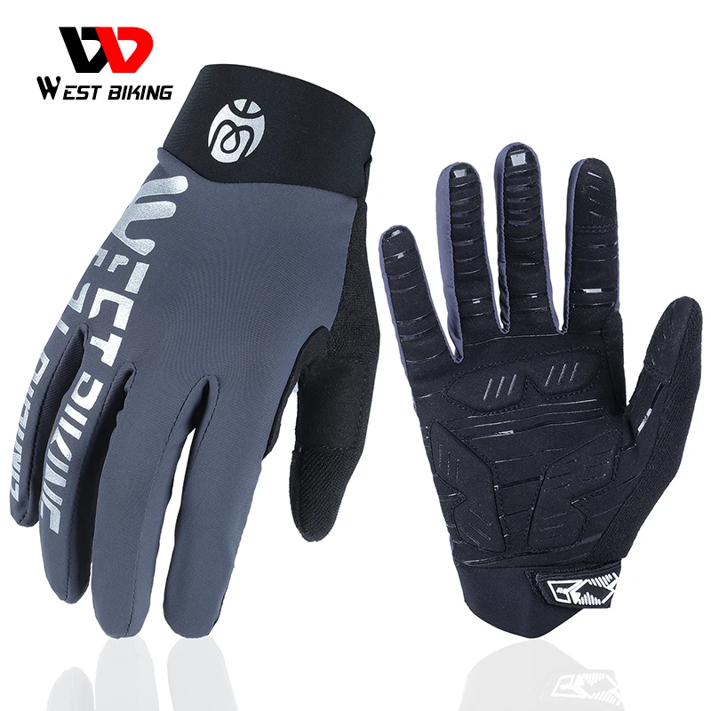 

WEST BIKING Breathable Cycling Gloves Touch Screen MTB Bike Gloves Anti-slip Reflective Sport Fitness Running Bicycle Gloves