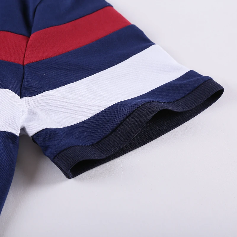 Рубашка-поло мужская с коротким рукавом хлопок дышащая в полоску Повседневная