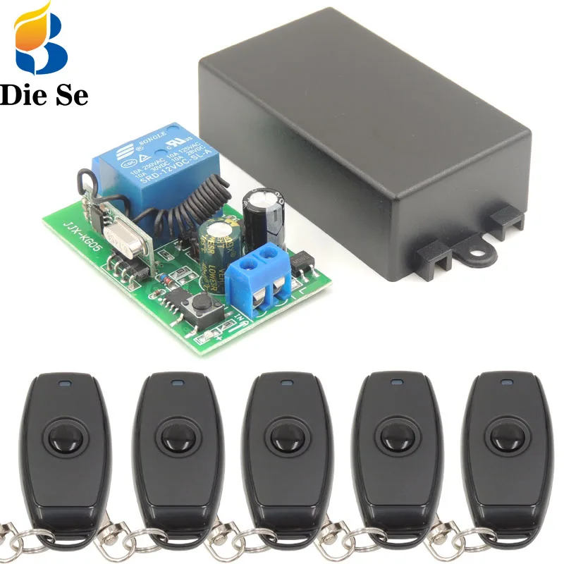 1 Receiver 5 RC DieSe 433 МГц AC85~ 220 В реле 1CH RF модуль приемника и пульт дистанционного управления для светильник контроллер лампы и умный дом - Цвет: 1 Receiver 5 RC