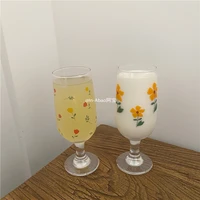 unique drinking vintage glass cup korean style heat resistant goblet wine glasses homemade copas champagne kitchenware ef50gc