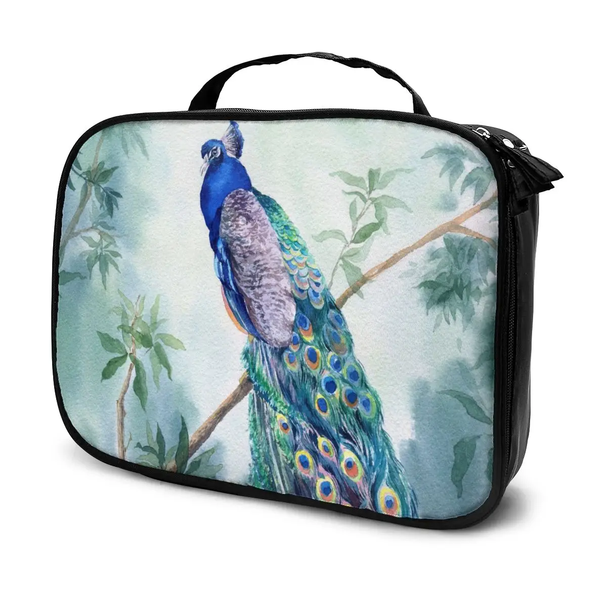 

Multifunction Cosmetic Bag Peacock On The Branch Women Makeup Bag Toiletries Grooming Kit Travel Insert Organizer Case Handbag