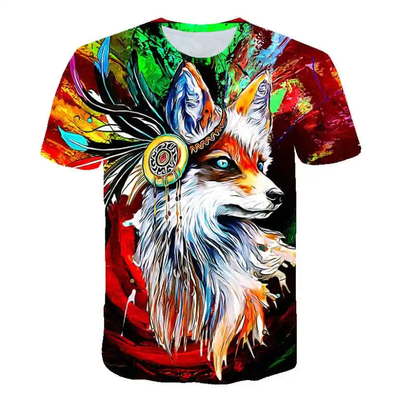 

T-shirt Men's Summer 2021 New O-neck Street Fashion Loose All-match Shirt 3D Printing Animal Pattern Men's Short Sleeves