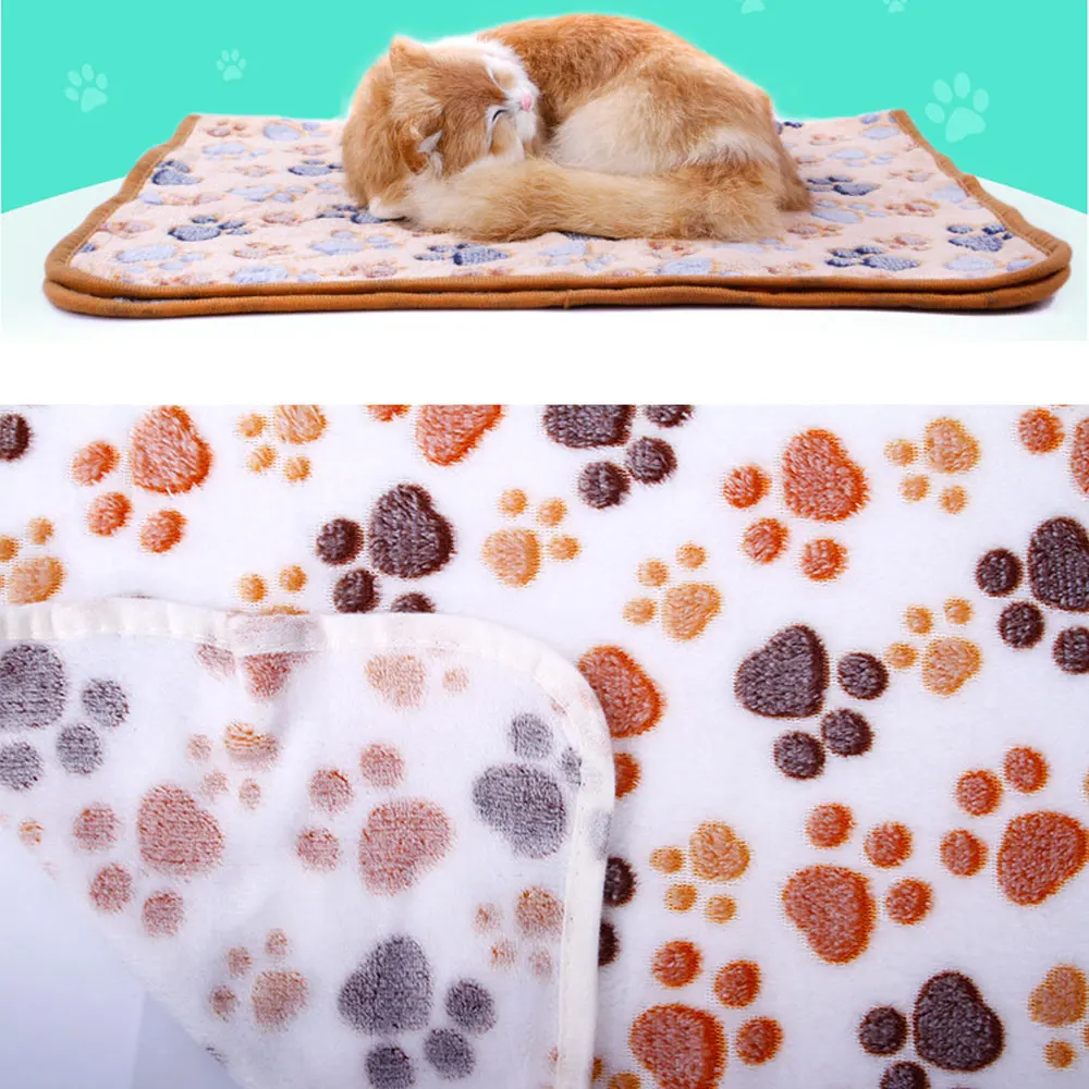 1 шт. Флисовое одеяло с принтом лап для щенков|Дома конуры и манежи| |