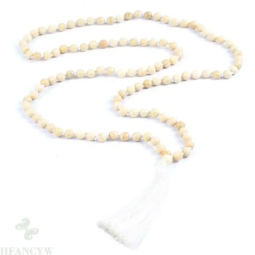 6mm Howlite 108 Beads Gemstone Tassels Mala Necklace Handmade Healing cuff energy Wrist Fancy