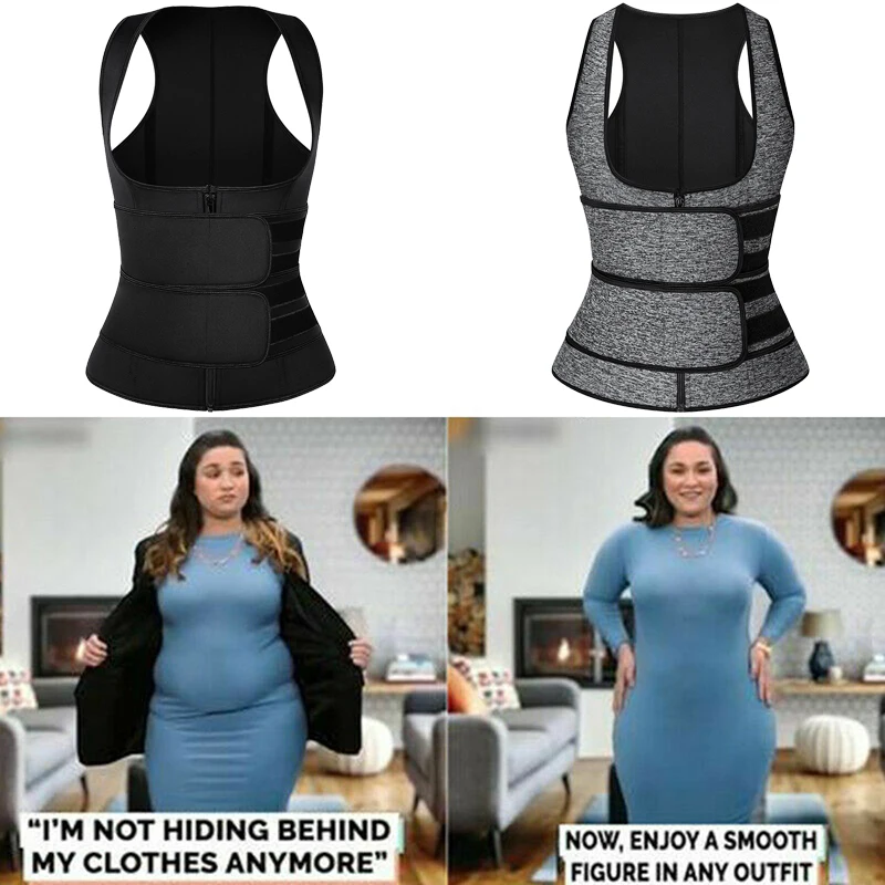 

Sauna Waist Trainer Vest for Women Weight Loss Sweat Vest Double Tummy Control Trimmer Belts Neoprene Workout Body Shaper Corset