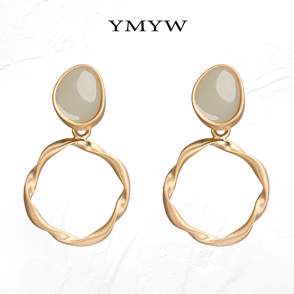YMYW минималистичные трендовые круглые геометрические полые висячие серьги