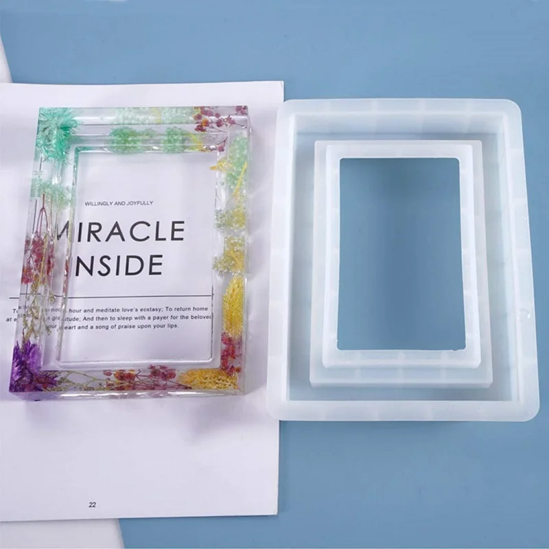 Epoxy Resin Mold Rectangle Photo Frame Mold Silicone Mold Resin Casting Mold for DIY Picture Frame Crafts Decorations