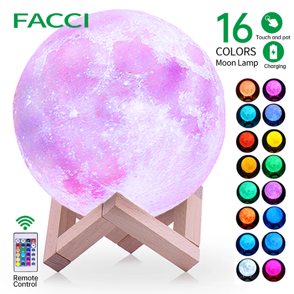 

светодиодная лампа Ночники с 3D рисунком Луны, аккумуляторная Светодиодная лампа с сенсорным управлением, ночные светильники для детей, ноч...