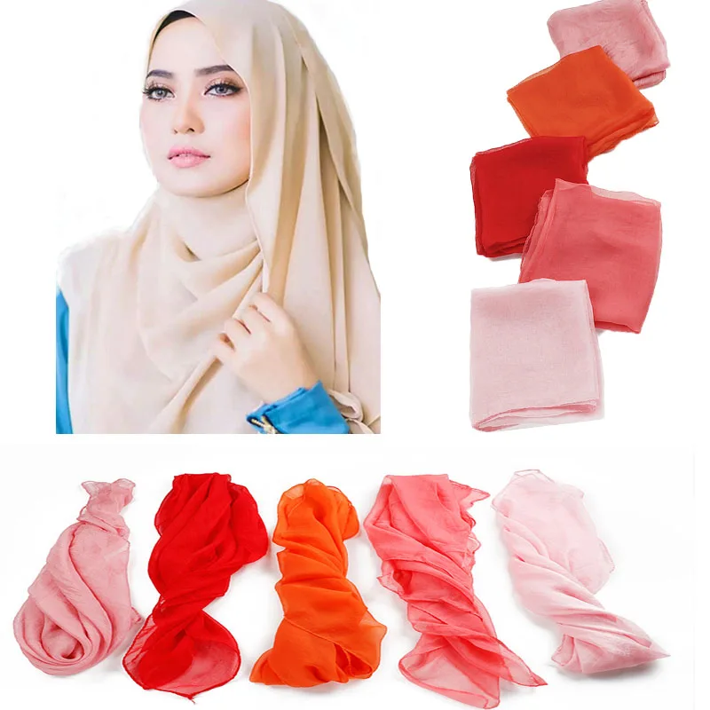 Новый летний шарф новый Одноцветный шифоновый с натуральными морщинами дышащий