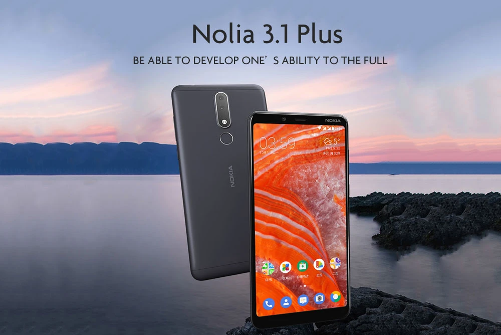 NOKIA 3,1 плюс мобильный телефон, 3 Гб оперативной памяти, Оперативная память 32GB Встроенная память 6,0 дюймов 18:9 Helio P22 Восьмиядерный Android 8 13+ 8 Мп функция отпечатков пальцев, 4G, LTE смартфон
