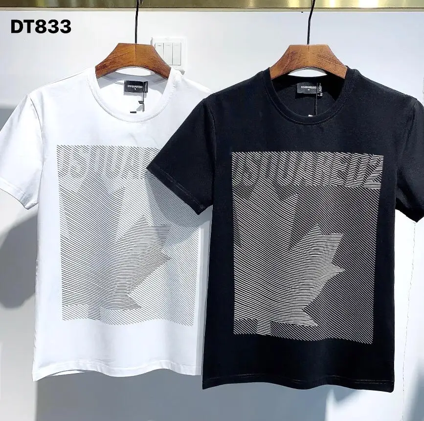 

DSQUARED2-New round neck short-sleeved T-shirt, pure cotton men's and women's clothing, authentic printing technology DT833