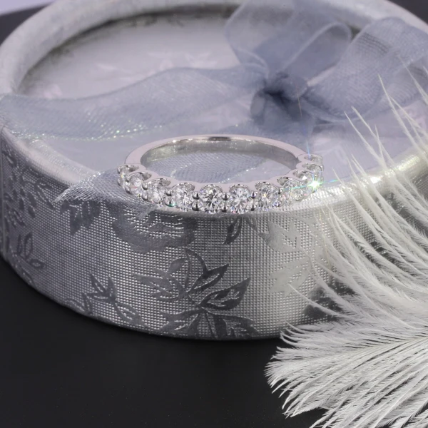 Женское обручальное кольцо из белого золота 14 карат Half Eternity 2 8 мм DEF цвета круглое