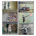 Граффити искусство Бэнкси Холст Живопись Дети мочи красочный дождь абстрактные постеры и принты настенные картины для украшения дома