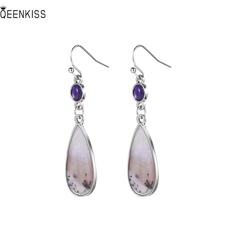 

QEENKISS EG6268 Изящные ювелирные изделия оптовая продажа Модные женские подарки на день рождения свадьбу ретро капли воды 18KT белые золотые висяч...