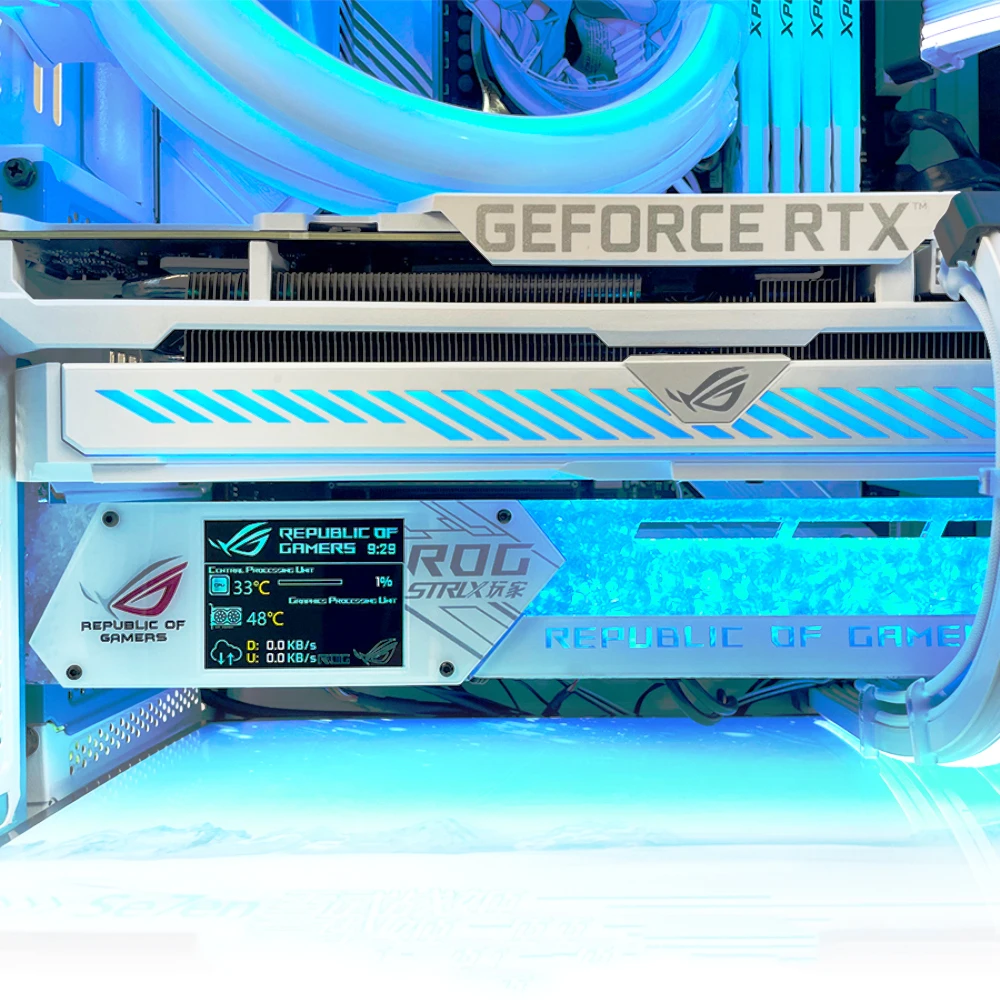 LCD GPU Bracket RGB VGA Support 2.2 Inch Display Temperature Detection ROG Horizontal Video Card Holder 5V/12V AURA SYNC MOD | Компьютеры