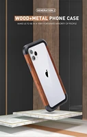 r just luxury aluminum metal wood bumper case for iphone 11 pro max x xs xr xs max slim natural wood 11 pro11 brand phone cover