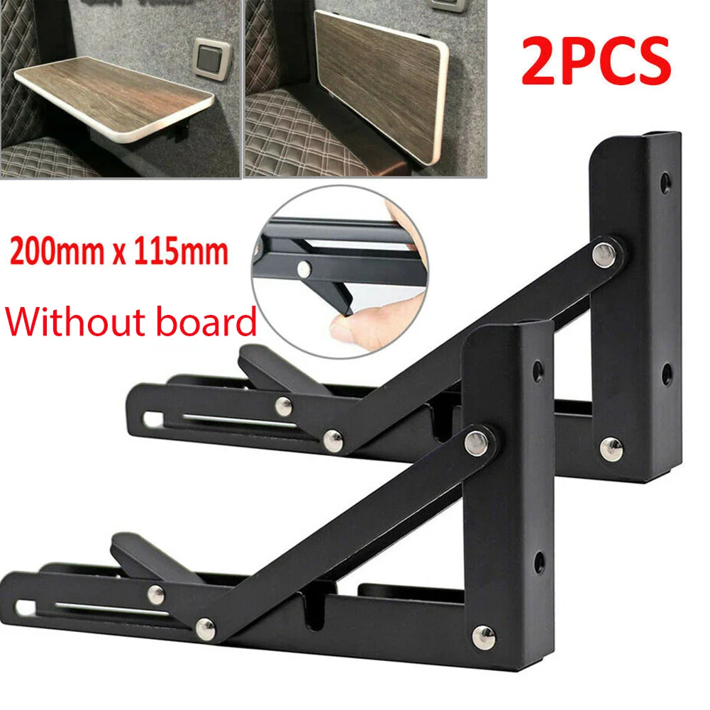 

2pcs Camper Van Folding Bracket Table Shelf Motor Home Caravan Black Finish Table Rack Accessories Only Brackets Without Plank