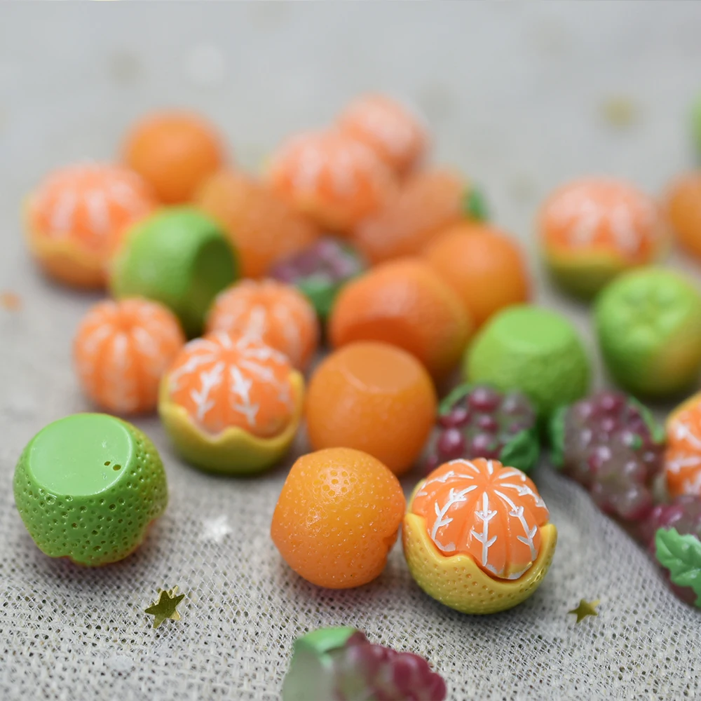

100 шт./лот смола с плоским основанием имитация еды клубника виноград оранжевый микс Кабошон Украшение для скрапбукинга DIY Украшение для телефона