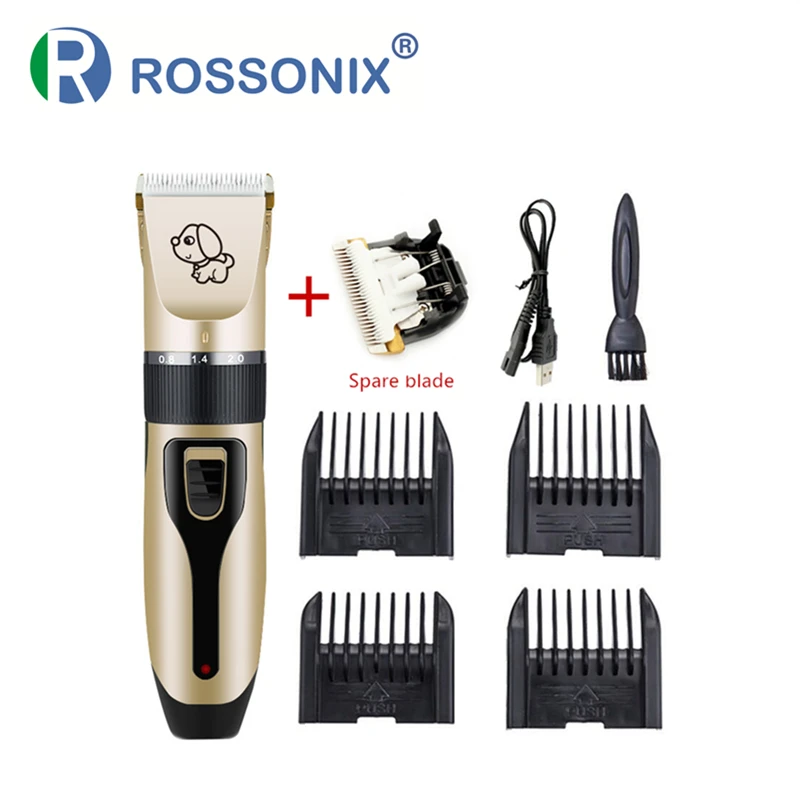 

ROSSONIX Professional Electric Pet Dog Cat Hair Trimmer Kit Rechargeable Low-noise Clipper Grooming Shaver Set with Spare Blade