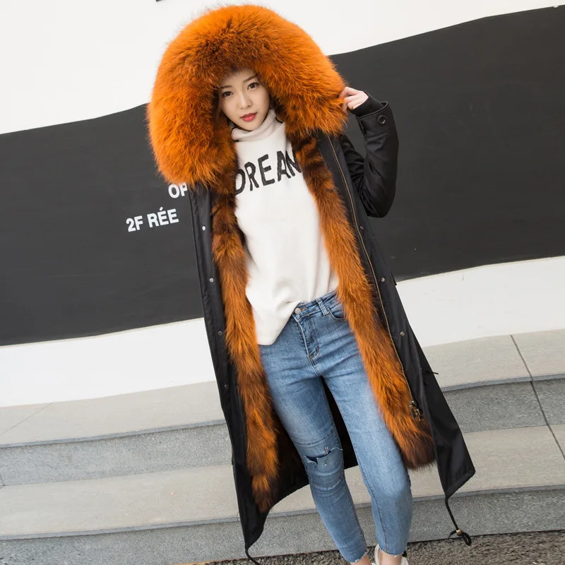 Женская парка с воротником из меха енота Manteau Femme A-021 YY1062 | одежда