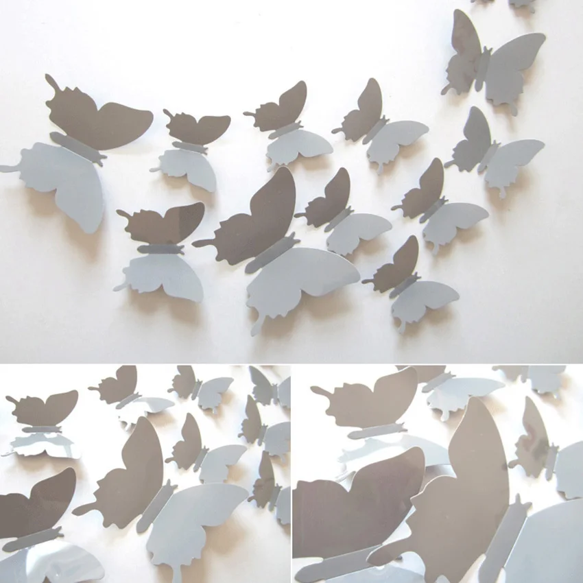 12 шт./пакет 3d наклейки на стену с бабочка номера украшения Съемный Wall Art DIY