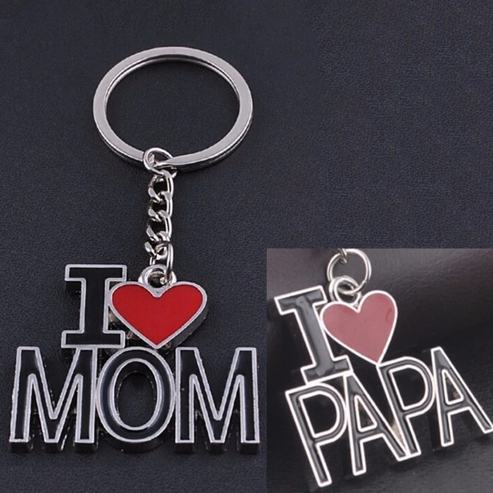 Металлический семейный Кулон брелок с надписью I Love MAMA/MOM/DAD/PAPA сувенирный