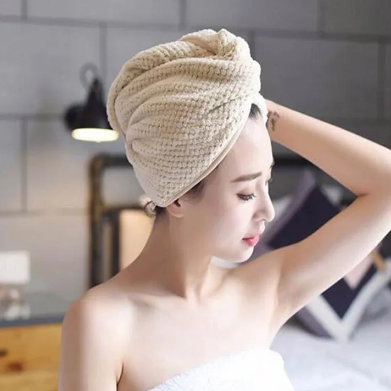 

1PC Microfiber Hair Fast Drying Dryer Towel Bath Wrap Hat Quick Cap Turban Dry Quick Drying Lady Household Hair towel Bath Tool