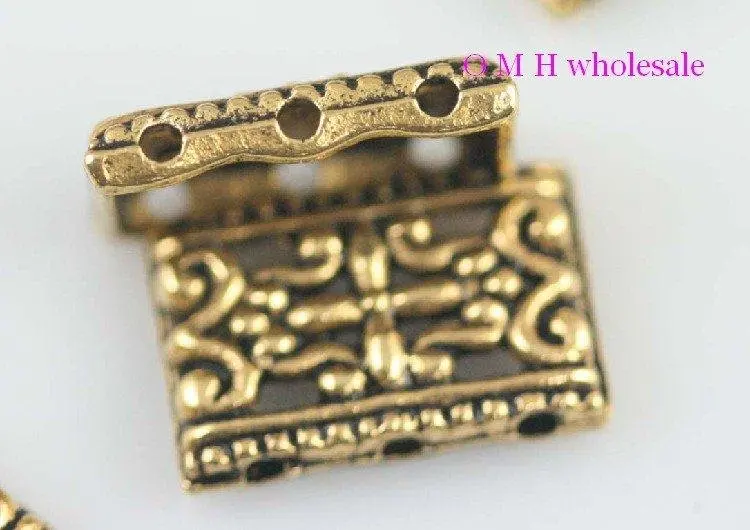 Оптовая продажа золотые бусины OMH с 3 отверстиями для подвесок металлические