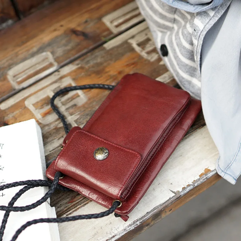 Маленькая женская сумка через плечо из натуральной коровьей кожи в стиле ретро