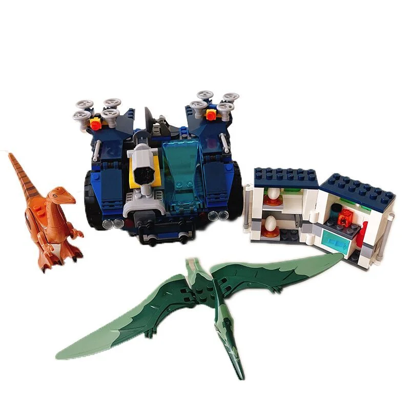 

2021 New Dinosaur World's Rescue Pterodactyl Airplane Car Model Set Building Block Assembly Toys Children's Birthday Gifts Boys