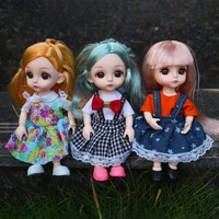 16cm bjd doll with clothes set 3d eyes 13 joints movable fashion cute nude casual doll accessories modified toy girl gift