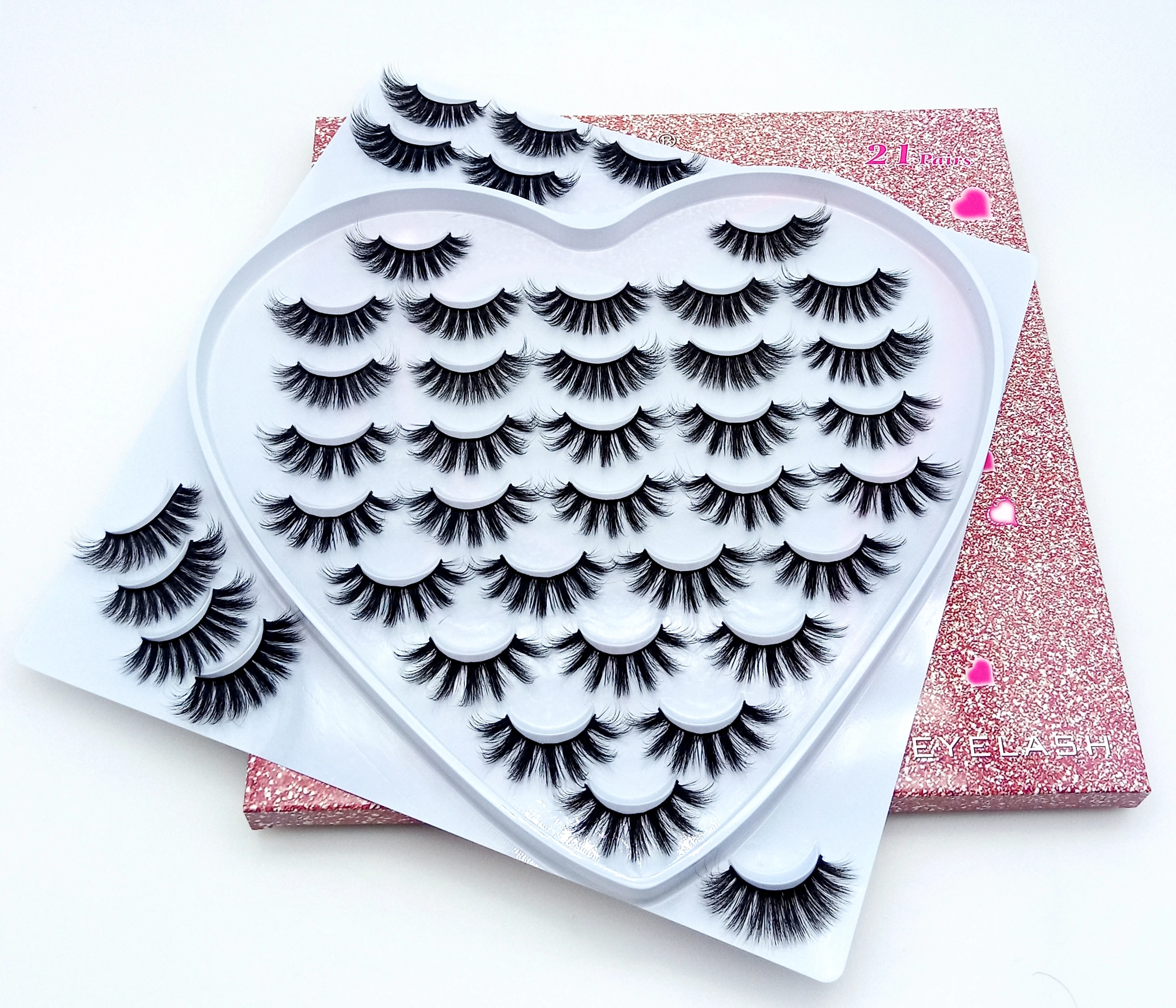 

NEW 5/21Pairs Fluffy Lashes 10-25mm 3d Mink Lashes Dramatic Long Thick False Eyelashes Lashes Extension Mink Eyelashes Makeup