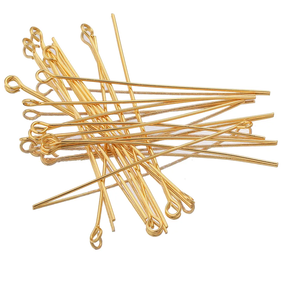 100pc/lot 15 20 30 40 50mm Gold Silver Stainless Steel Eye Head Pins Needles for DIY Jewelry Finding Making Accessories Supplies