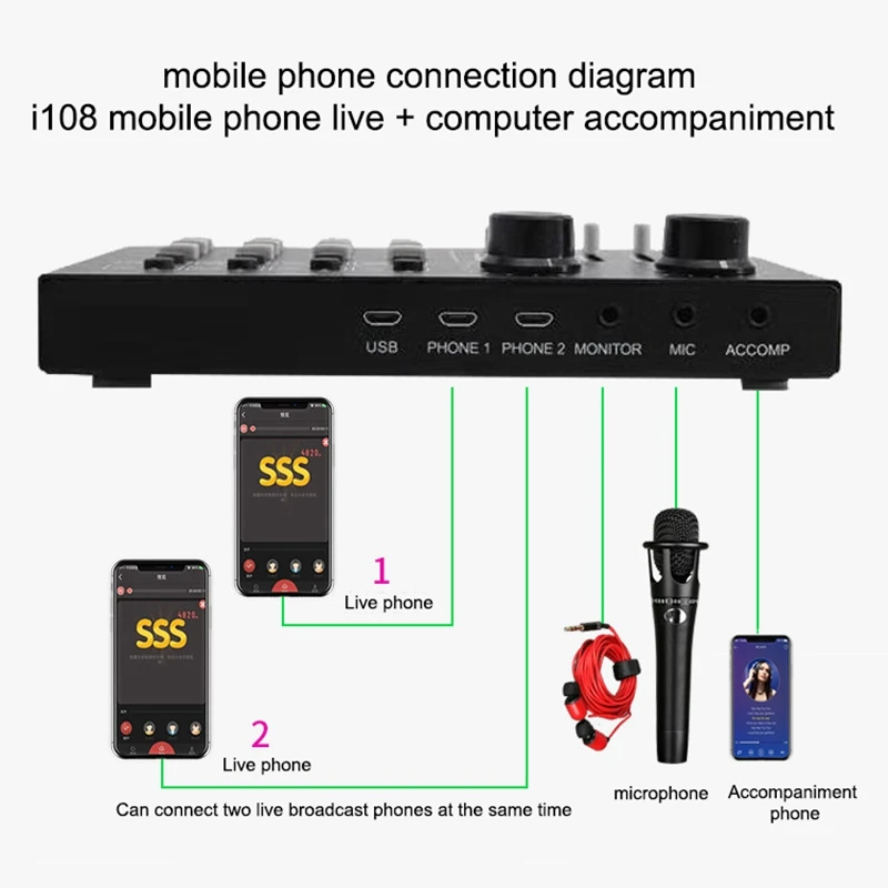 Внешняя звуковая карта для гарнитуры микрофон компьютер USB 1500 мАч миксер записи