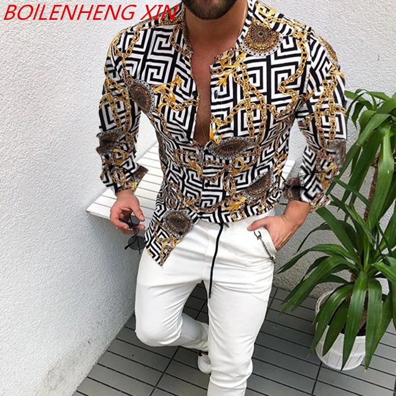 

Long Sleeve StripeMens Business Casual Long Sleeved Shirt Classic Printing Shirts New Fashion Spring Summer Casual Men's Shirt