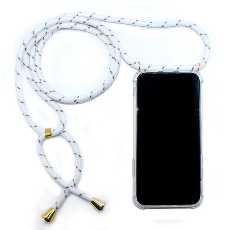 White Silver Чехол с цепочкой через плечо для Xiaomi mi 9T 9 SE 8 Pro Lite 6X A2 Red mi K20 Note 8 7 7A CC9 A3 веревочный ремешок на плечо - Цвет: White Silver