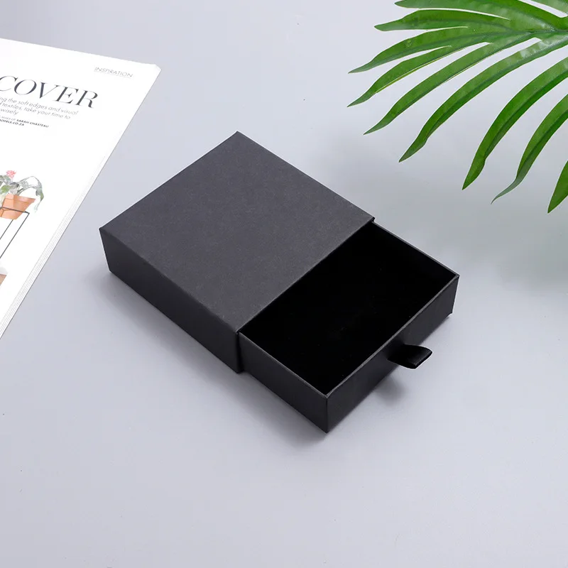 Paper Box Custom Jewelry Box Chic Small Jewerly Packaging Display for Necklace Black Bulk Drawer Cardboard Gift Box