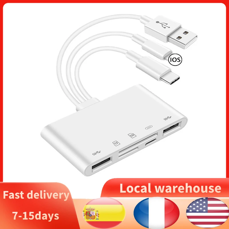 USB хаб 5 в 1 для iPhone Android планшетов SD/TF карт|Кабели мобильных телефонов| |