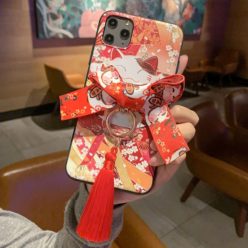 

Phone Holder Ornaments Mobile Phone Case For iPhone 7 8 11 11pro 11promax Protective Cover For iPhone XS Silicone Cases Shell