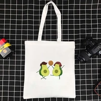 reusable canvas bags foldable ladies shoppers large shopping bag eco friendly high quality handbag avocado pattern tote bag