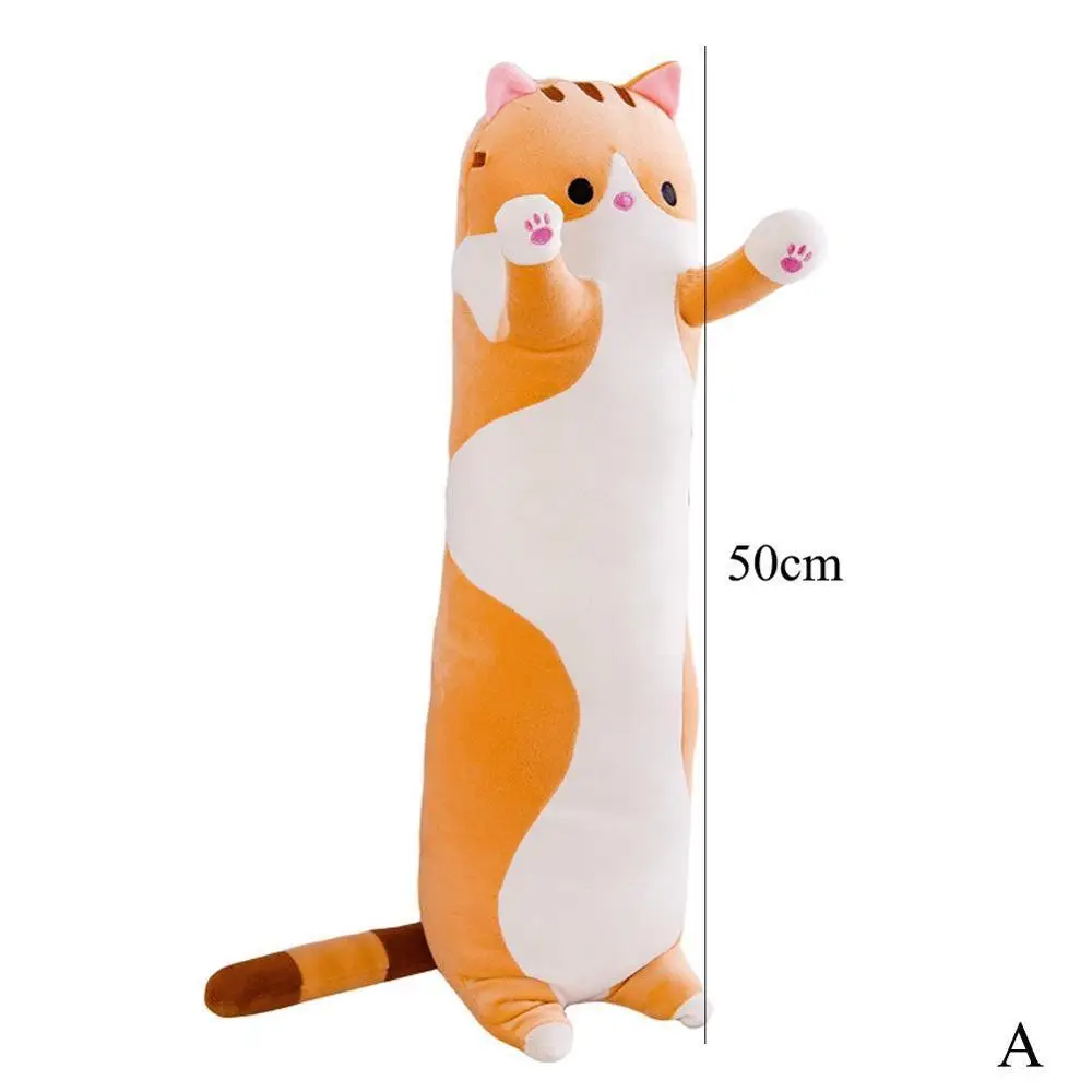 Кошка, плюшевые игрушки, животные, креативная Милая кошка, длинная мягкая пауза, офисный ланч, подушка для подгузников, Подушка для сна, мягкая Подарочная кукла для детей - Цвет: BROWN