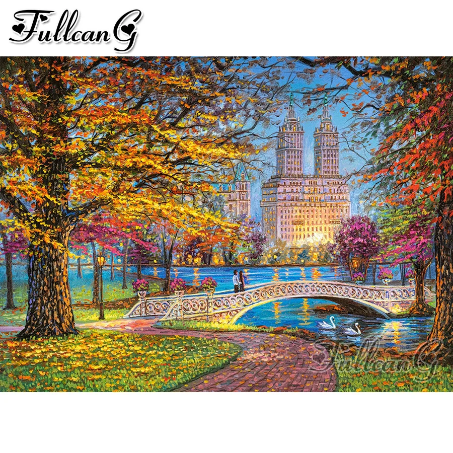 FULLCANG полный квадратный круглый дрель 5d diy Алмазная вышивка Центральный парк Нью