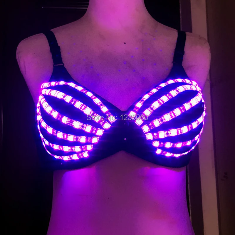 Светодиодный светящиеся очки перчатки костюм бюстгальтер сценическая