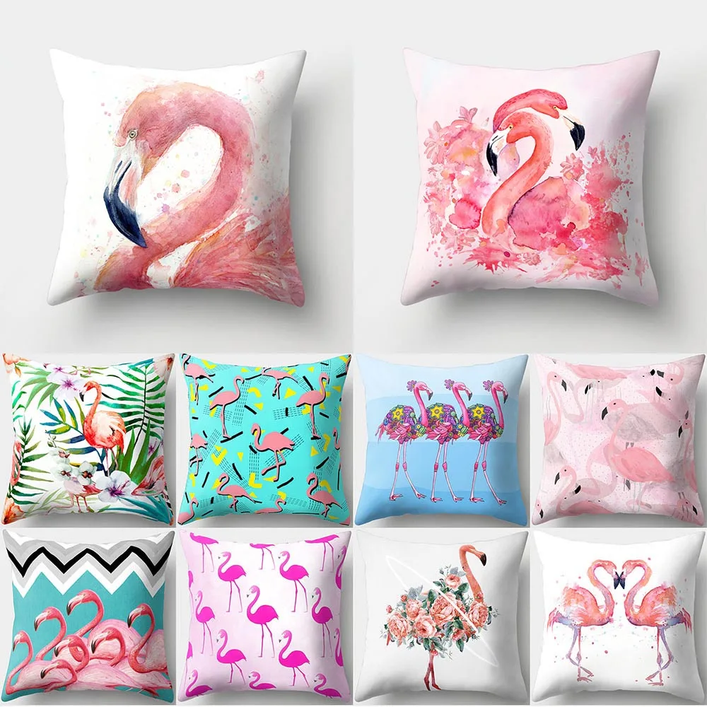 Наволочка с рисунком Фламинго Печатный чехол для подушки 45*45 диванные наволочки