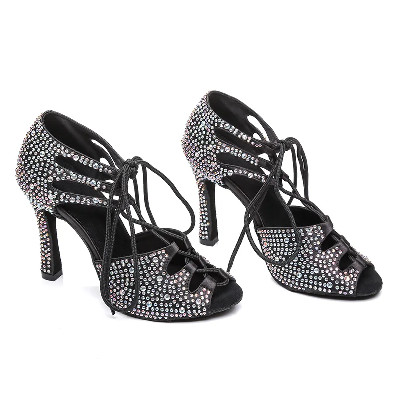 New Arrivals Lace-Up Dancing Sandals Elegant Latin Dance Shoes For Women 3 Colors Ballroom Shoes Practice Performance Salsa Shoe