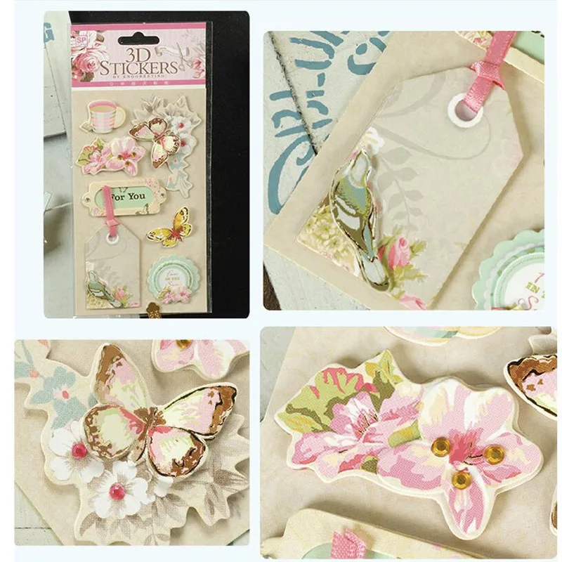 1 шт./упак. винтажный 3D декор Садовый цветок серия жизни Подарочные наклейки