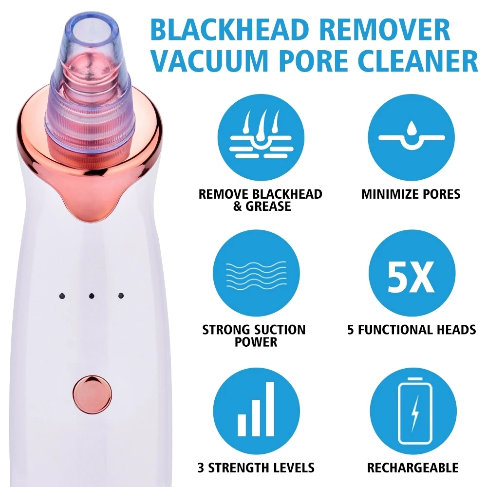 

Blackhead Remover Facial Cleansing Instrument Sucks Pores And Blackhead Acne Care Tool USB Can Charge 5 Kinds Of Heads Available