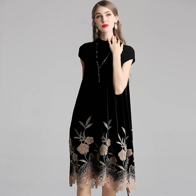 Осеннее и зимнее бархатное вязанное платье Инди фолк Стиль Ретро Вышивка